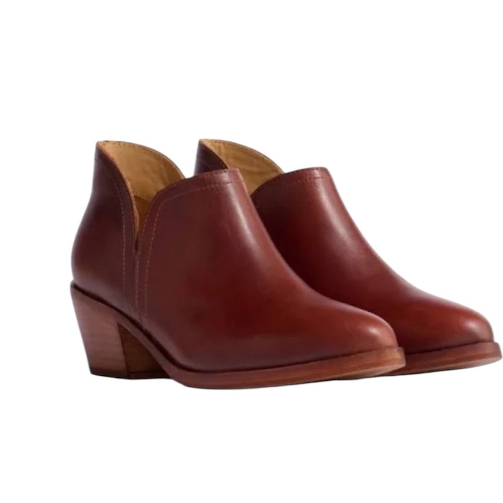 NIB Nisolo ‘Mia’ Leather Block Heel Ankle Bootie in Auburn